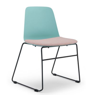 Lola Stacking Chair Turquoise Plastic Shell with Musk Seat Pad