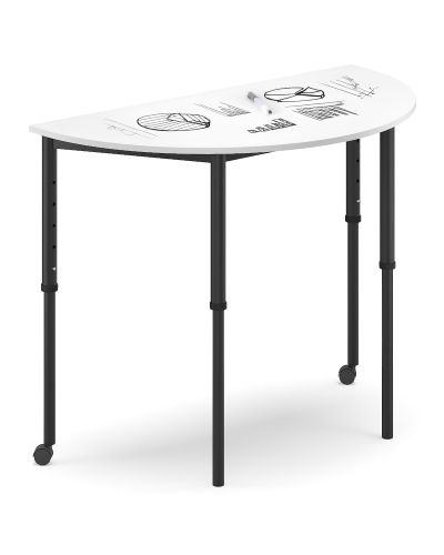 SmarTable Clique Arc Student Table-700 - 940h Sit Stand-With 2 Castors-Writeable