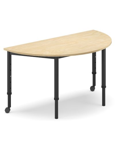 SmarTable Clique Arc Student Table-520 - 760h Adjustable Height-With 2 Castors-Raw Birch Ply