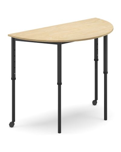 SmarTable Clique Arc Student Table-700 - 940h Sit Stand-With 2 Castors-Raw Birch Ply