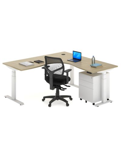 Ascendo Corner Electronic Height Adjustable Sit Stand Workstation