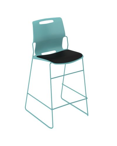 Castel Counter Height Chair - 650H - Opal Blue Shell with Black Seat Pad