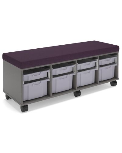Half Cookie Stash Trolley - 4 Sm/4 Lg Trays - New Graphite/Riverina Purple