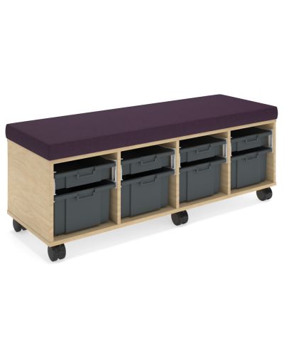 Half Cookie Stash Trolley - 4 Sm/4 Lg Trays - Raw Birch Ply/Riverina Purple