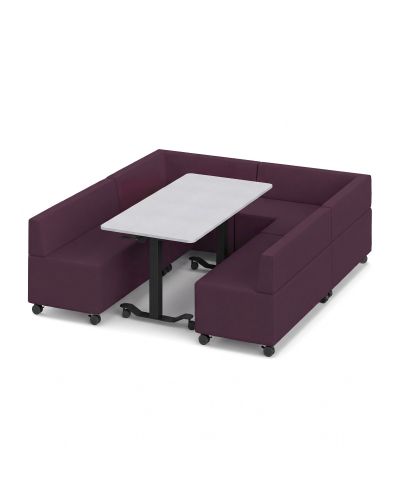 Mid Back | Lustrell Charisma Amethyst Vinyl Lounge | Zincworks Top / Black Frame Azino Flip Table