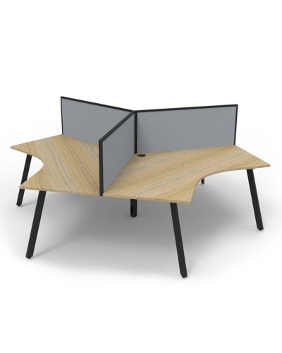 Deluxe Infinity 120 Degree Eternity Leg Workstation - 3 Person