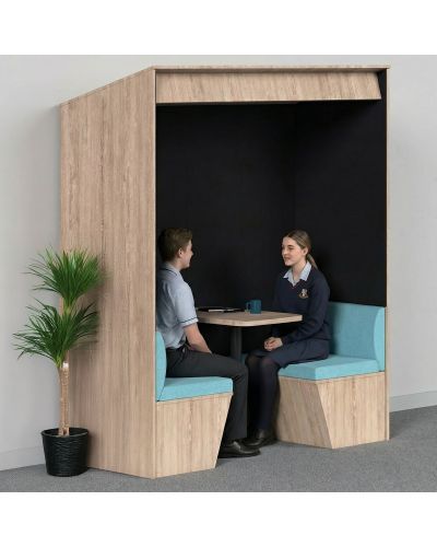 Country Fabric Seat Back with Beachcomber Manuka Fabric Seat | Rural Oak Board | Black AudioArt Interior