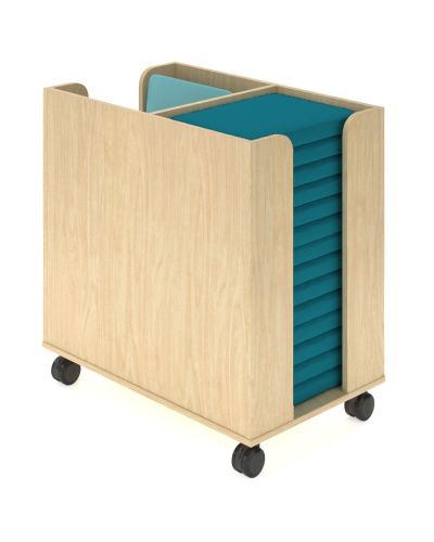 Raw Birch Ply Cart | Opal Blue Zen Rests | Aura Jade Vinyl Jackpot Seat Pads