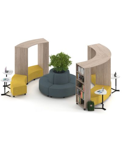 Central Plaza Setting with Plaza Hub Curved in Rural Oak | Beachcomber Manuka