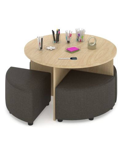 Pye Mini Ottoman Setting - Rocks Charcoal / Raw Birch Ply