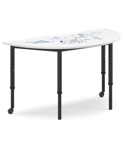 SmarTable Twist Arc Height Adjustable Student Table-520 - 760h Adjustable Height-With 2 Castors-Writeable