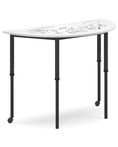 SmarTable Twist Arc Height Adjustable Student Table-700 - 940h Sit Stand-With 2 Castors-Writeable