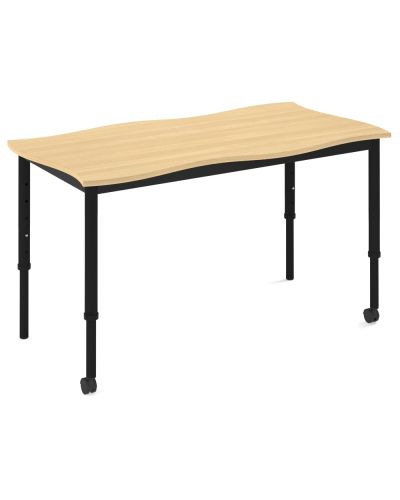 SmarTable Twist Double Student Desk-Height Adjustable-With 2 Castors-Raw Birch Ply