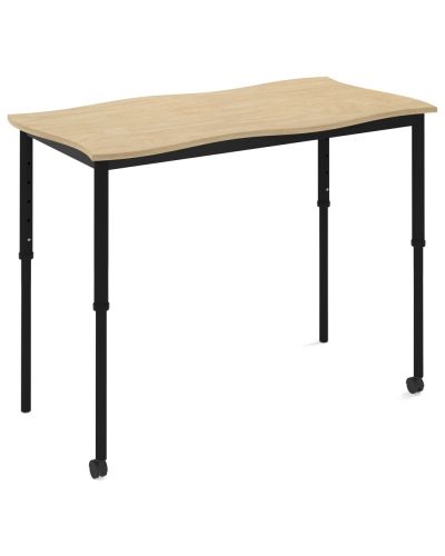 SmarTable Twist Double Student Desk-Sit Stand-With 2 Castors-Raw Birch Ply
