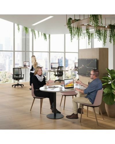 D-End Top Design | Raw Birch Ply Cupboard / Polar White Table Top | Pictured in Setting