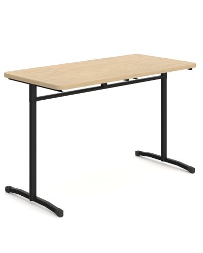 Whizz Double Fixed Height Student Desk-Raw Birch Ply-Without Totes