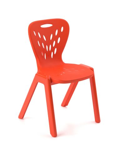 10 School Stack Chair, Stacking Student Chairs with Chromed Steel Legs and Ball Glides 6-Pack Red 