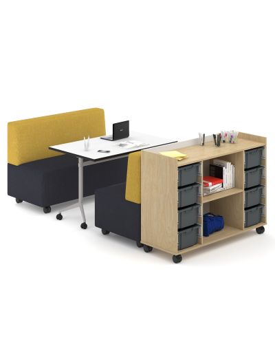 Mars Mobile Flip Top Table - Coloured Frame and Top Edge 