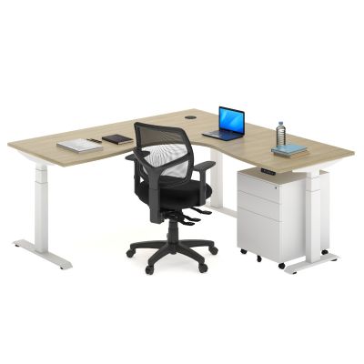 Ascendo Corner Electronic Height Adjustable Sit Stand Workstation