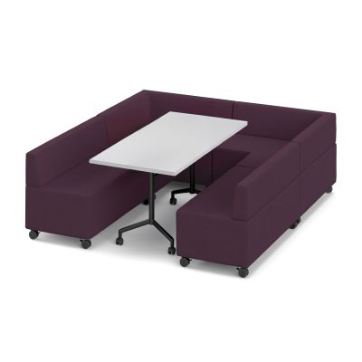 Mid Back | Lustrell Charisma Amethyst Vinyl Lounge | Zincworks Top / Black Base Platter Mars Mobile Flip Top Table 