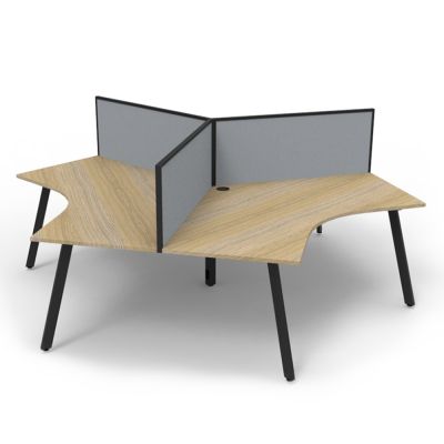 Deluxe Infinity 120 Degree Eternity Leg Workstation - 3 Person