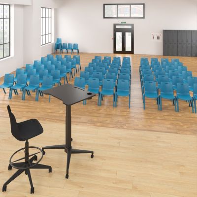 Luca Drafting Chair with Castors - Plastic Shell