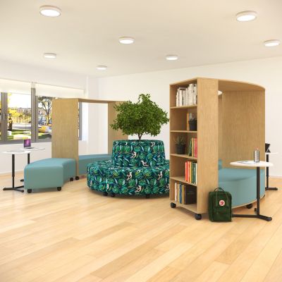 Central Plaza Setting with Plaza Hub Curved in Rural Oak | Beachcomber Manuka