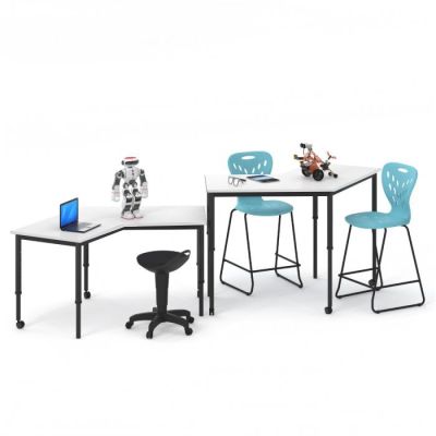 Polar White | Height Adjustable with Castors | Pictured in Setting