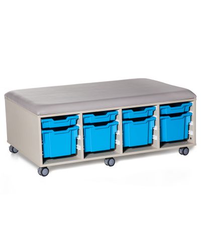 Cookie Fireball Mobile Classroom Storage Ottoman - Trays As Shown