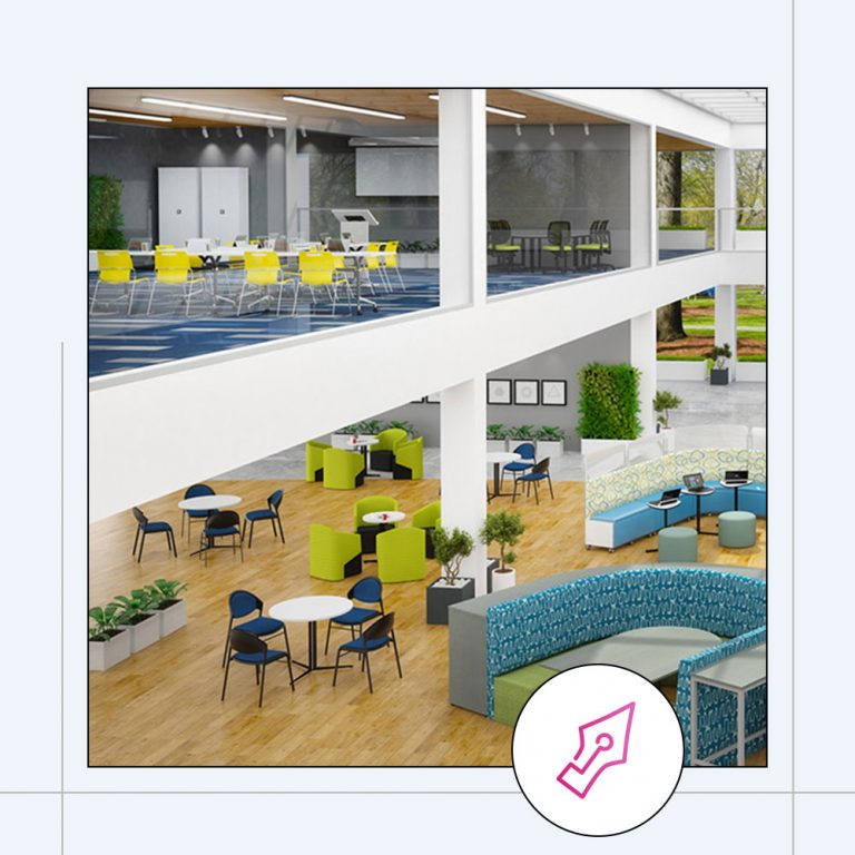 a very modern looking learning environment with atrium