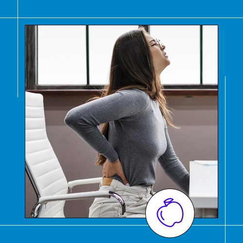 Woman in office chair with lower back pain