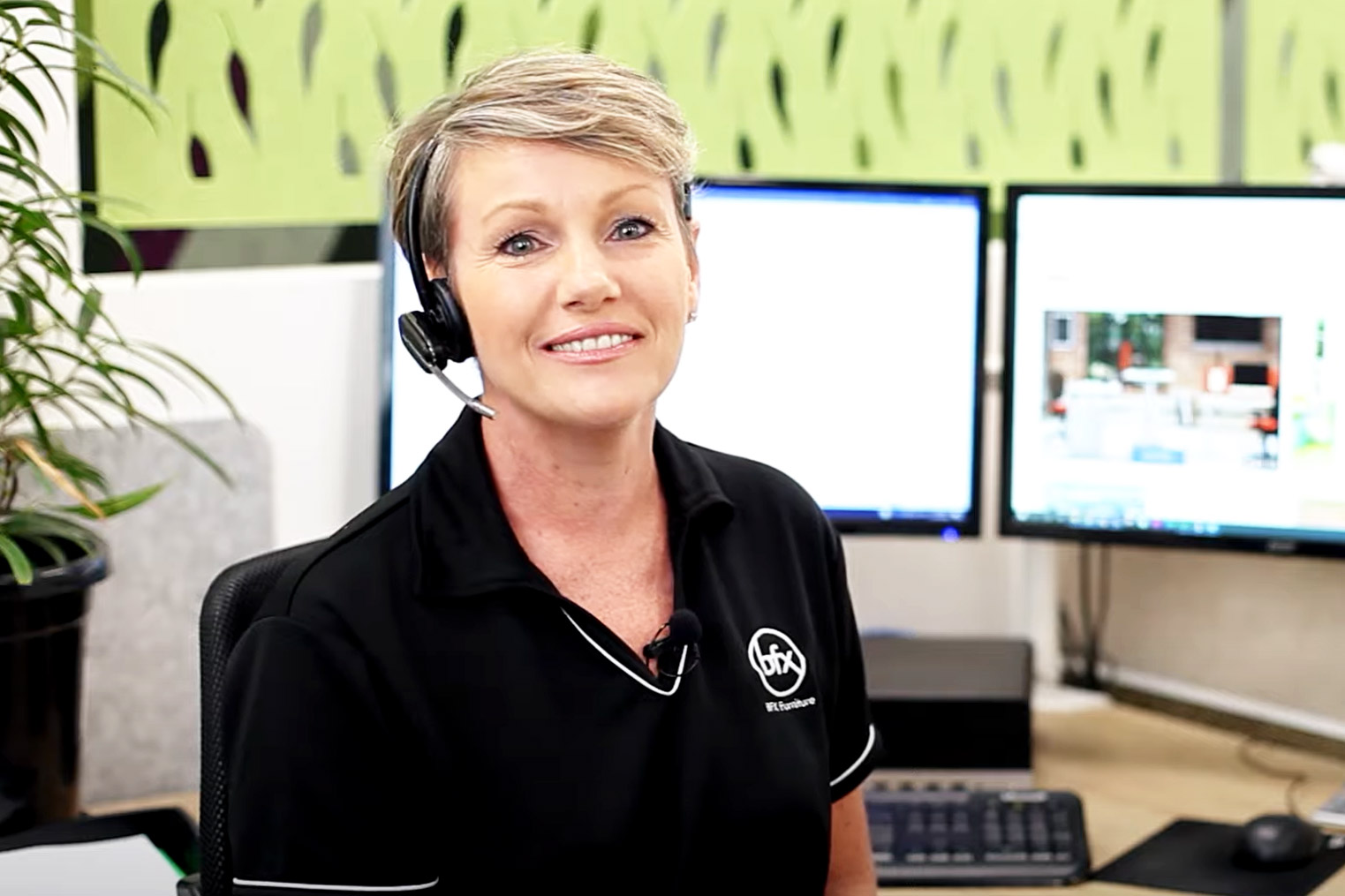 happy receptionist