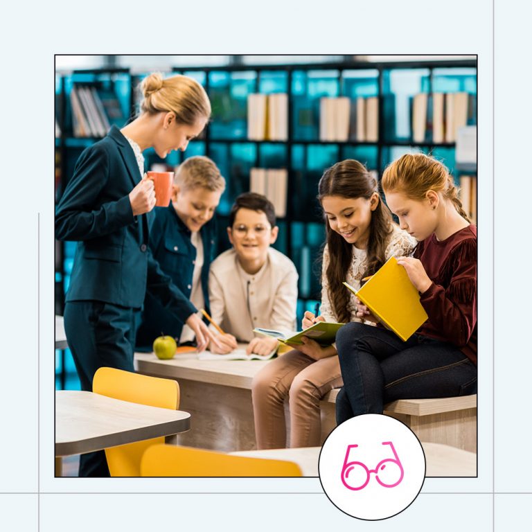 teacher with children sitting and learning